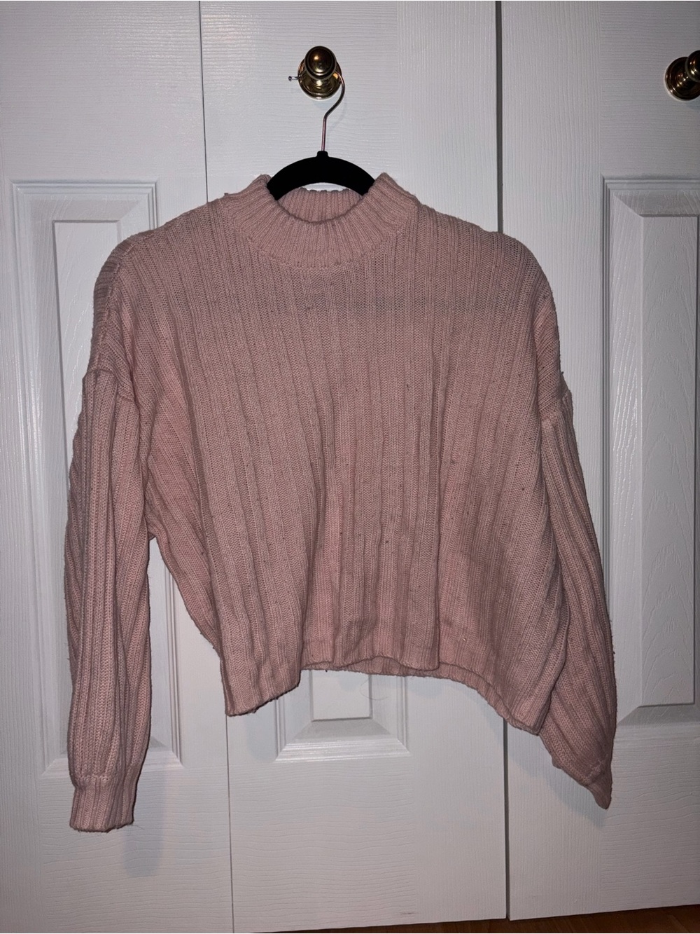 Princess Polly Blush Ribbed Mock Neck Sweater